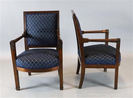 A pair of 19th century French Empire style fauteuils, W. 2ft. H. 3ft 1in.